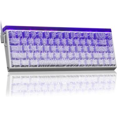 Imagem de HERO 68 HE 60% teclado para jogos com fio, teclado magnético de efeito Hall com acionamento ajustável, modo de disparo rápido, taxa de pesquisa de 8K Hz, latência de 0,125 ms, teclas PBT（roxo）