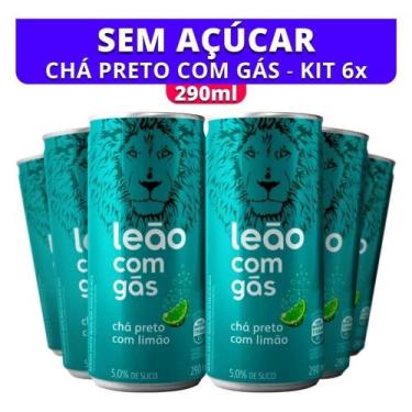 Imagem de Chá Preto Matte Leão Limão com Gás Zero Açúcar Lata 290ml, 6 unidades,