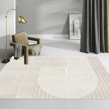 Imagem de Tapetes grandes, modernos e simples para decoração de sala de estar, tapetes abstratos para casa, tapetes para quarto, laváveis, varanda e passarela (200x200 cm, 78x78 pol./Pilha de laço - 1)