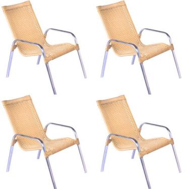 Imagem de Conjunto 4 Cadeiras Alumínio Área Externa Pinheiro Artesanal - Fexx Fi