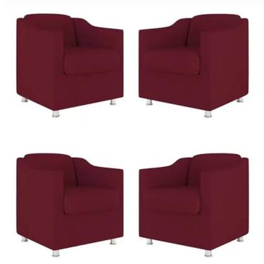 Imagem de Kit 4 Poltronas Bia Decorativa Reforçada Recepção Clinica Salão Sala De Estar Suede