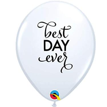 Imagem de Balões de látex Best Day Ever Graduation Celebrate 28 cm, branco e preto, 50 CT