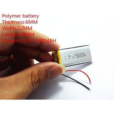 Imagem de Bateria 600mah 6mm X 22mm X 48mm Com 2 Fios 3,7v Nova - bgb