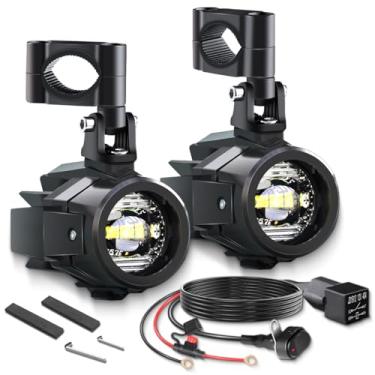Imagem de BWCarid Kit De Luzes Auxiliares Para Motocicleta, Holofotes Led, Faróis Neblina Com Interruptor, Chicote Fiação, Suportes Montagem R1200Gs F800Gs Adv Adventure Touring Streetbike 40W