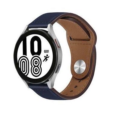 Imagem de Pulseira Azul Marinho de Couro 20mm Compativel Smartwatch Watch3 41/45