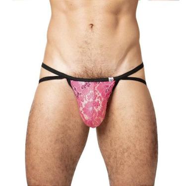 Imagem de Calcinha Fio Dental Masculina em Renda - no-brand, Venetian Red, G