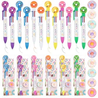 Imagem de Sinload 24 conjuntos de canetas esferográficas multicoloridas, 6 cores em um, presentes engraçados e fofos com ornamento de resina para escola, sala de aula, alunos, professores, escritório, colega de