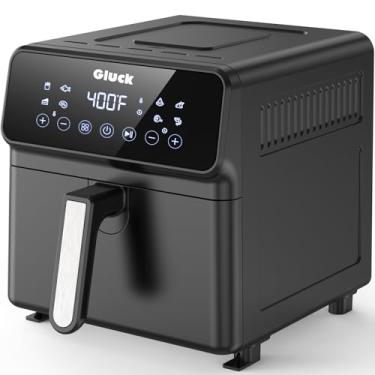 Imagem de Gluck Fritadeira A Ar De 6 Litros, Toda Em Metal, Forno Combinado Grande 1500 W Para Família, Cesto Quadrado Compacto Antiaderente, Lavável Na Máquina Lavar Louça, Com Certificação Etl
