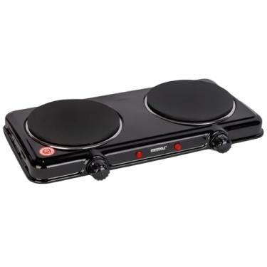 Imagem de Fogão Elétrico Portátil, 2 Bocas, Cooktop 2000W Portátil para Viagem, Design Compacto e Resistente 220 Volts Apartamentos, Kitnets, Áreas Gourmet, Acampamentos Preto