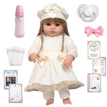 Imagem de Bebe Reborn Realista Loira Corpo Vinil Siliconado + Enxoval - Cegonha 