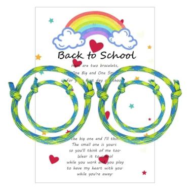Imagem de MAQVQLU Pulseira Back to School Mommy and Me First Day of School Presente de Primeiro Dia de Escola, Large, Liga metálica, Sem Pedra Preciosa