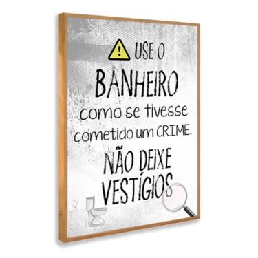 Imagem de Quadro Decorativo Banheiro Crime Com Moldura Frase Engraçada Criativa Aviso Banheiro Limpeza Humor Preto Branco Decoração Divertido