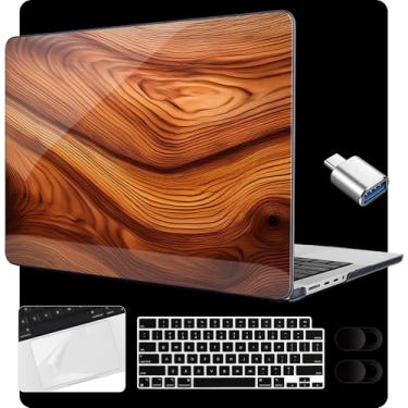 Imagem de MEEgoodo Capa rígida para laptop M4 MacBook Pro 14 polegadas 2024 2023 2021, capas rígidas para laptop A3112/A3401/A3185/A2918/A2992/A2779/A2442 para M3 M2 M1 Pro/Max, anéis de árvore
