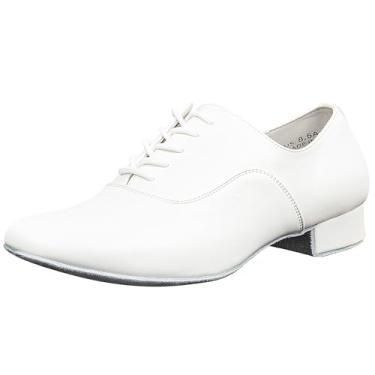 Imagem de Linodes Sapatos De Dança Latina Masculinos 1 Polegada Sola De Couro Salão Salsa Tango Valsa Personagem Sapato-Branco-10,5 M