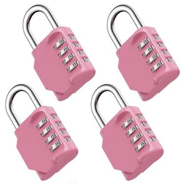 Imagem de Puroma Fechadura de combinação, pacote com 4, 4 dígitos, à prova d'água, cadeado seguro para ambientes externos para armários de academia, caixas de ferramentas, portões, cercas, armazenamento
