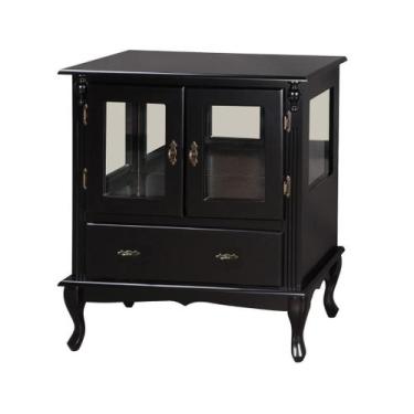 Imagem de Cristaleira de Madeira 2 Portas 1 Gaveta Espelho Vidros na Lateral Pés