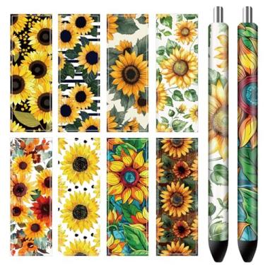 Imagem de CRASPIRE 80 peças, 8 estilos, UV DTF, caneta, envoltórios de girassol, adesivos de papel revestido, autoadesivos, estampa HD, à prova d'água, UV DTF, decalques para lápis personalizados, presentes