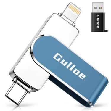 Imagem de Gulloe Flash Drive de 256 GB destinado a iPhone, armazenamento em cartão de memória para backup de fotos e vídeos, compatível com iPhone iPad Android PC, Plug and Play, sem necessidade de aplicação
