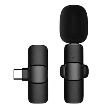 Imagem de Microfone de Lapela Sem Fio Tipo C para Android – Ideal para Gravação Profissional YouTube, TikTok, Reunião, Podcast e Lives