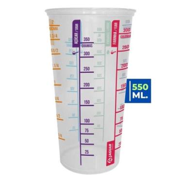Imagem de Copo Plástico Medidor Graduado Dosador Transparente 550ml Ideal p/ Rec