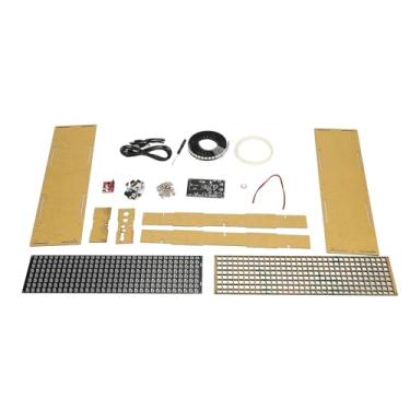 Imagem de Kit de sol de relógio digital Projeto eletrônico DIY com controle de voz Brilho ajustável 32x8 Display de matriz de pontos para educação e hobbyistas ABS PLÁSTICO CR1220 BATERIA