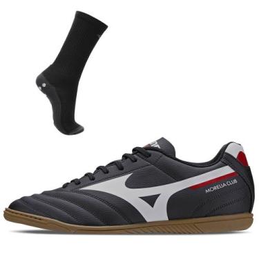 Imagem de Kit 1 Chuteira Futsal Masculina Mizuno Morelia Club In e 1 Meia Antide