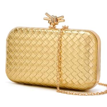 Imagem de DETARA Bolsa feminina de tecido para noite, bolsa tiracolo de couro sintético para festa de casamento e formatura, Ouro Z001
