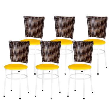 Imagem de 6 Cadeiras Para Mesa Branca Hawai Avelã Amarelo