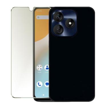 Imagem de Covthch Capa para celular BLU G64L com protetor de tela, capa para celular BLU G64L, preta, ultrafina, flexível, flexível de borracha de silicone, amortecedor de TPU macio, à prova de choque, não