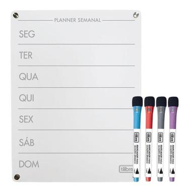 Imagem de Quadro Acrílico Planner Semanal 30x20cm Com 4 Marcadores - Tilibra