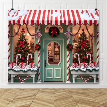 Imagem de Pano de fundo de Natal, 3 x 2,4 m, bengala de neve de inverno, loja de brinquedos de Natal, fundo de fotografia de árvore de Natal, ano novo, faixa de decoração de festa de Natal para crianças e