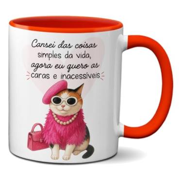Imagem de Caneca Engraçada Gata Chique, Quero As Coisas Inacessíveis (Vermelha)