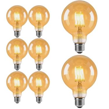 Imagem de Kit 8x Lâmpada Filamento Carbono Retrô Vintage G80 E27 40W 2400K Dimerizável (Tensão 110V)