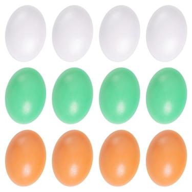 Imagem de jiebor 12 peças de ovos de madeira falsa de madeira de Páscoa para cozinha, galinheiro, caixas de aninhamento, decoração de mercado doméstico, artesanato, faça você mesmo