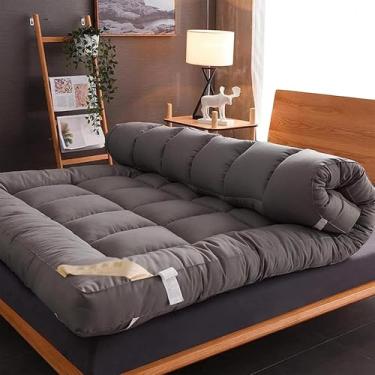 Imagem de Colchão De Chão Japonês Colchão Futon, Espessar Tapete De Tatame Almofada De Dormir Colchão Dobrável De Enrolar, Colchão De Futon Japonês Colchão De Chão, Grey, 150x200cm