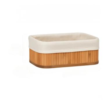 Imagem de Cesto Organizador，Conjunto de Cestos de Bambu Kit 3 Unidades Lavanderia Multiuso Organizador de Roupas(1 Cesto Pequeno)