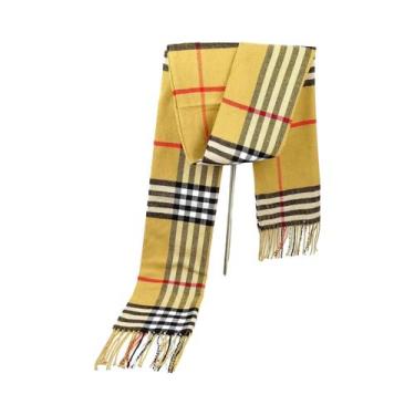 Imagem de Cachecol Xadrez De Caxemira Feminino, Quente Para O Inverno, Para Home