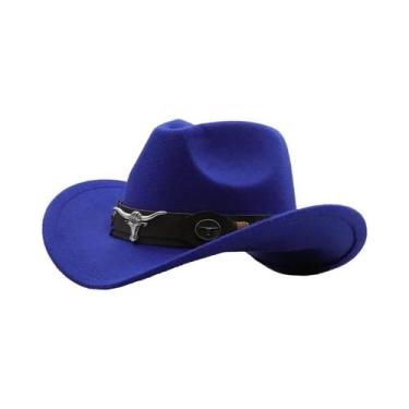 Imagem de Chapéu De Cowboy Étnico Vintage Em Denim, Fibra De Lã, Respirável, Par