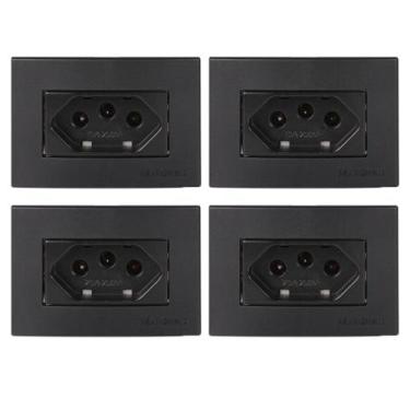 Imagem de 2 Tomada 3 Pinos 10a + 2 Tomada 3 Pinos 20a Móvel Embutir Preto - MARG