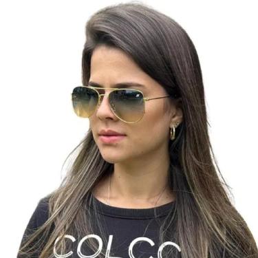 Imagem de Óculos De Sol Aviador Tradicional Feminino Masculino UV400 - Finoti, V
