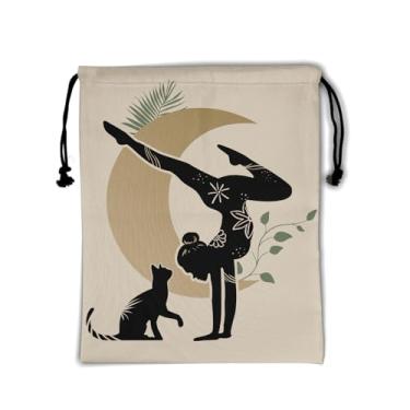 Imagem de Bolsa de aderência de ginástica para ginastas bolsa de cordão de ginástica bolsa de atleta, Mulheres com gato, 9.25" x 12" (Pack of 1)