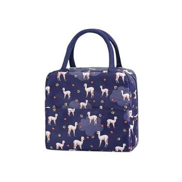 Imagem de Bolsa Térmica Estampada de Lhamas - Compacta, Reutilizável e Impermeável - Ideal para Marmita, Lanches ou Viagens