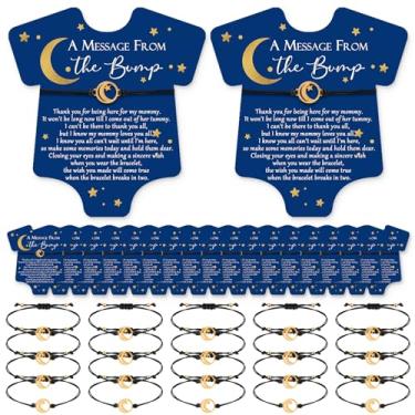 Imagem de Landical 25 conjuntos de lembrancinhas temáticas de chá de bebê sobre a lua para convidados pulseiras em massa lua estrela ajustáveis com uma mensagem de The Bump cartão de desejo para chá de bebê