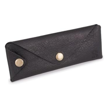 Imagem de Estojo Escolar Porta Caneta Lápis Couro Legítimo Rústico(Preto)