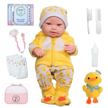 Imagem de Bebê Reborn Careca com Roupa Patinho e Bolsa Maternidade - Cegonha Reb
