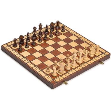 Imagem de Handmade European Wooden Chess Set with Wood Chess Pieces – Decorative Box with Storage Tray – Rustic Classic Board Game (Jowisz)