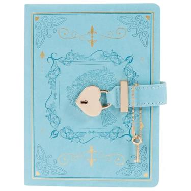 Imagem de FALESOUL Diário com cadeado, diário vintage para mulheres e meninas, 288 páginas com bordas douradas, capa dura em forma de coração, diário de senha para mulheres e meninas adolescentes com caixa de