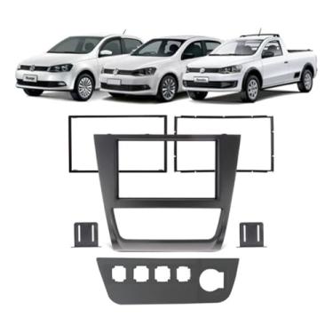 Imagem de Moldura para Painel Central Automotivo, Compatível com Gol G6 Saveiro Voyage, Prata, 18x10cm