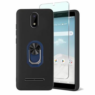 Imagem de Tuxiwei Capa para ANS Artia Sp555D [1 unidade] protetor de tela de vidro temperado + anel giratório de 360° com suporte embutido Ans P550 Sp555D capa de telefone para homens e mulheres [suporte