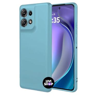 Imagem de Capa Case Capinha Compatível EDGE 60 fusion Silicone Com Bordas Elevadas Aveludada Forro Premium (AZUL BEBE)